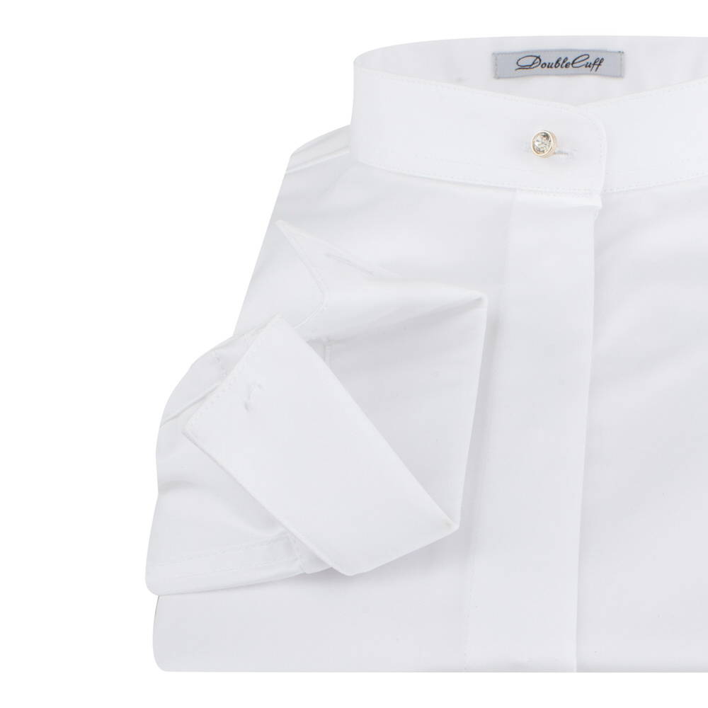 Женская рубашка под пуговицы воротник стойка белая - 7777 от Double Cuff 