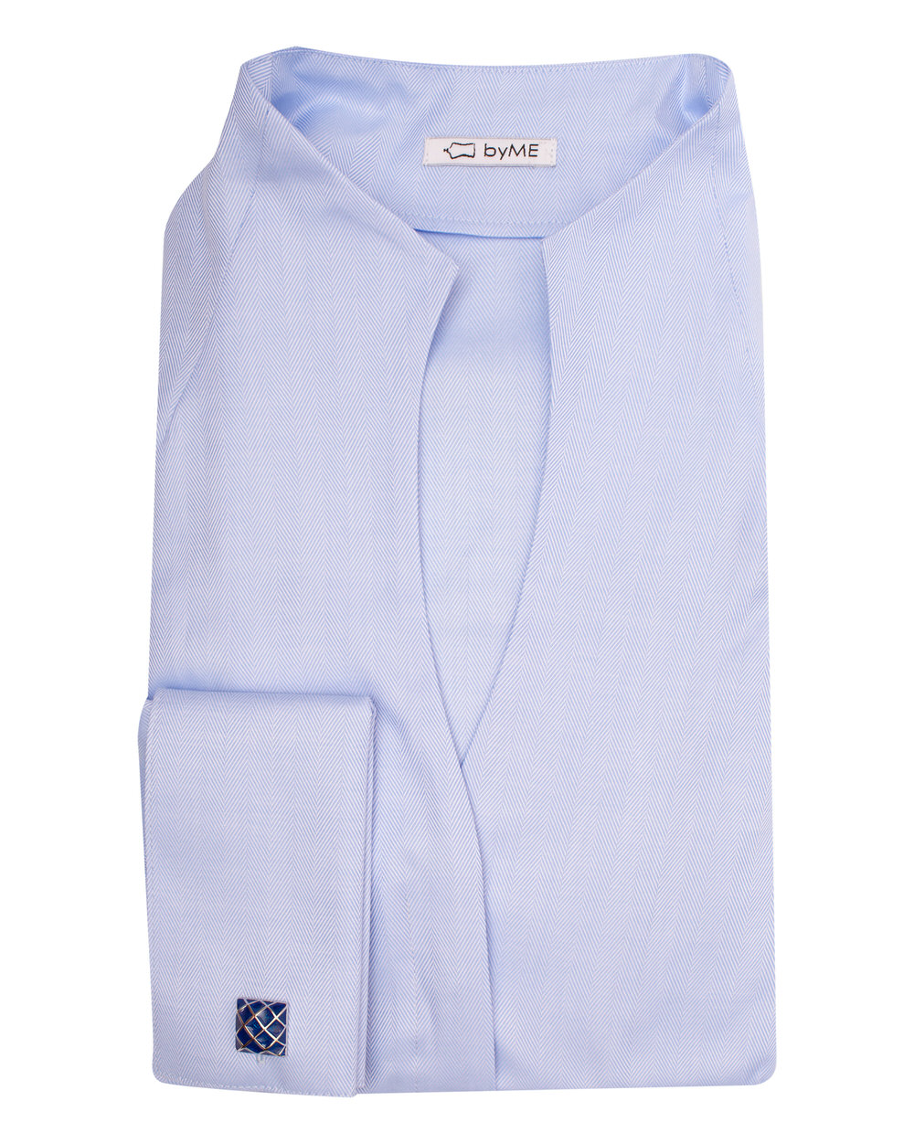 Женская рубашка воротник стойка под запонку голубая - 8124 от byME 