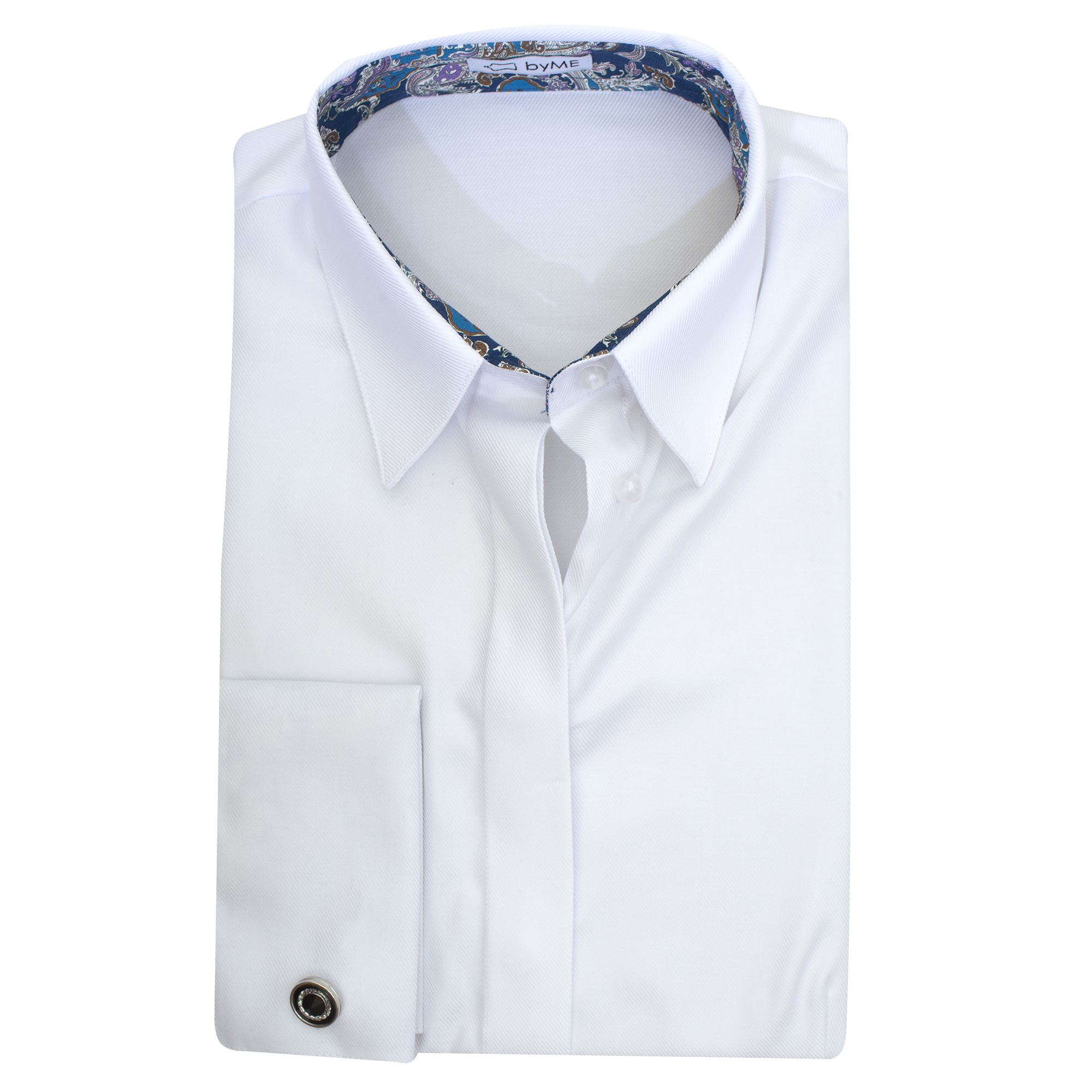 Женская рубашка под запонку с супатной застежкой белая - 8203 от byME 