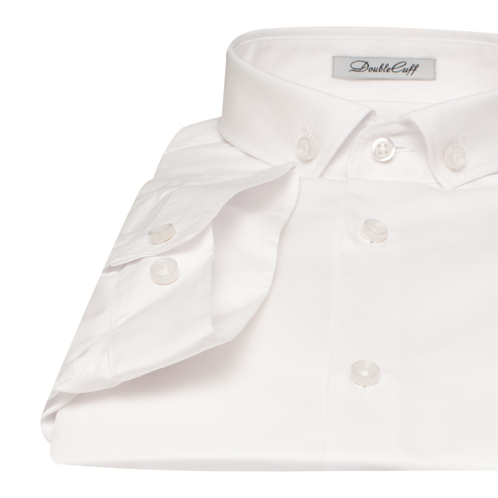Приталенная мужская рубашка белая короткий рукав - 7562 (38) от Double Cuff 