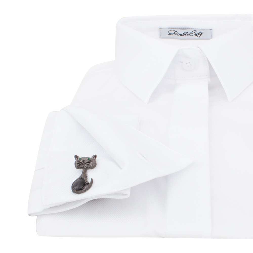 Женская рубашка полуприталенная с супатной застёжкой белая -7646 от DoubleCuff 