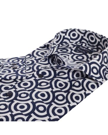 Приталенная мужская рубашка в синий узор - 7208 от Tonelli 