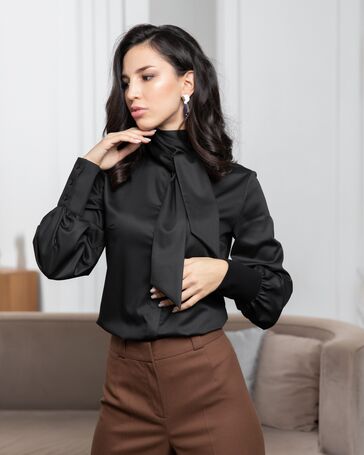 Женская блузка без отделки черная - 8067 от ByME 