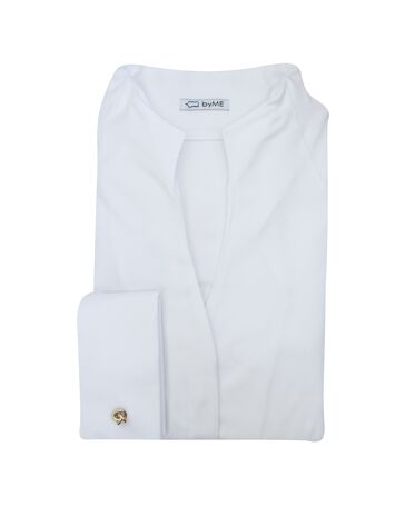 Женская рубашка под запонки воротник стойка белая - 8160 (40) от ByME 