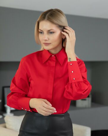 Женская рубашка с пышным рукавом - 8230 (40) от ByME 