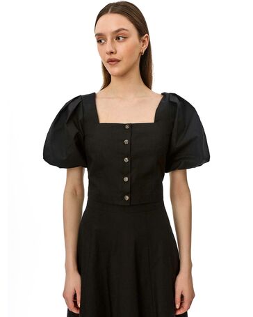 Блуза женская с короткими рукавами фонариками чёрная от ByME 