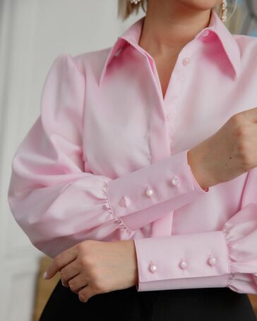 Женская рубашка с супатной застежкой розовая - 8471 (42) от ByME 