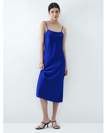 Платье-комбинация из искусственного шелка синий от ByME 